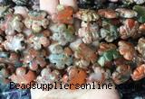 FGBS208 15 inches 20mm carved 5 petal flower brecciated jasper beads wholesale