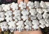 FGBS213 15 inches 20mm carved 5 petal flower white howlite beads wholesale