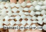 FGBS246 15 inches 13mm faceted 4 leaf clover white jade beads wholesale