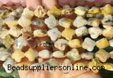 FGBS251 15 inches 13mm faceted 4 leaf clover yellow crazy agate beads wholesale