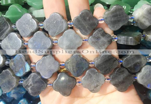 FGBS275 15 inches 18mm four leaf clover labradorite beads wholesale