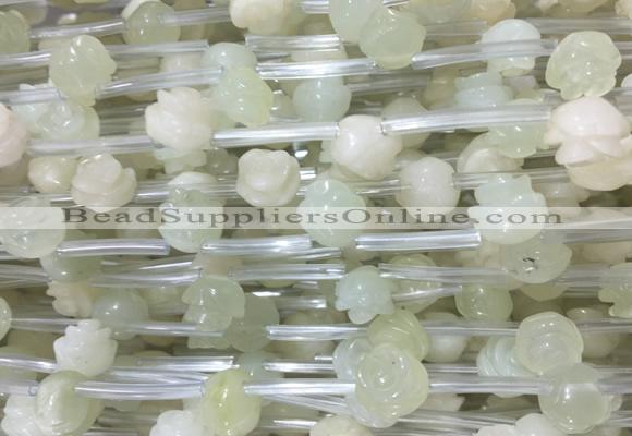 FGBS36 15 inches 8mm, 10mm, 12mm carved rose flower new jade beads