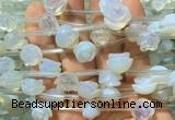 FGBS39 15 inches 8mm, 10mm, 12mm carved rose flower opalite beads