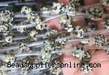 FGBS41 15 inches 10mm carved rose flower dalmatian jasper beads wholesale