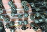 FGBS55 15 inches 10mm carved rose flower pyrite beads wholesale