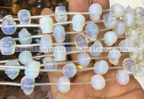 FGBS86 15 inches 10mm carved skull opalite beads wholesale