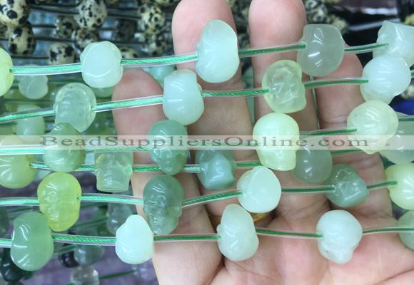 FGBS97 15 inches 12mm carved skull new jade beads wholesale