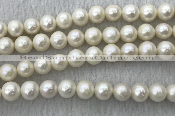 FWP105 15 inches 9mm - 10mm potato white freshwater pearl strands