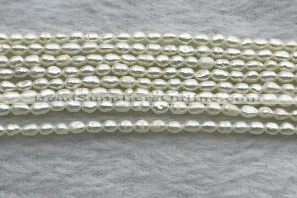 FWP154 14.5 inches 2mm - 3mm rice white freshwater pearl strands