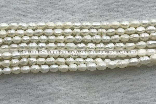 FWP157 14.5 inches 3mm - 4mm rice white freshwater pearl strands