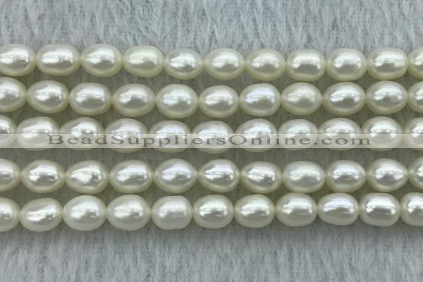 FWP181 15 inches 6mm - 7mm rice white freshwater pearl strands