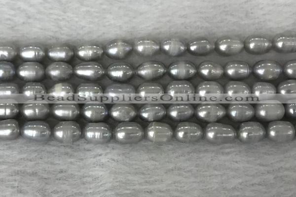 FWP186 15 inches 6mm - 7mm rice grey freshwater pearl strands