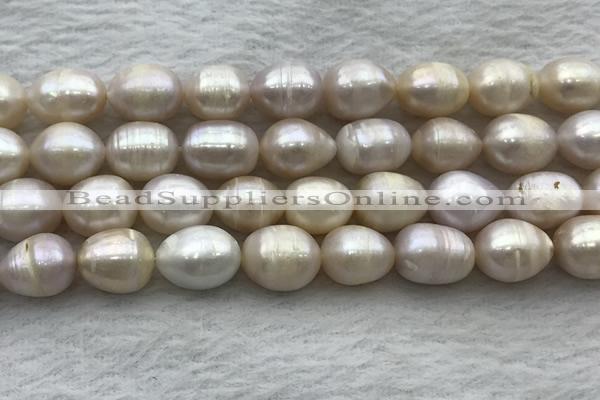 FWP206 15 inches 10mm - 11mm rice white freshwater pearl strands