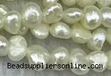 FWP231 14.5 inches 3mm - 4mm baroque white freshwater pearl strands