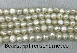 FWP245 15 inches 8mm - 9mm baroque white freshwater pearl strands