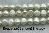 FWP260 15 inches 11mm - 12mm baroque white freshwater pearl strands