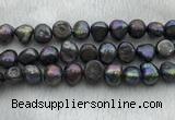 FWP263 15 inches 11mm - 12mm baroque black freshwater pearl strands