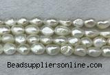 FWP286 15 inches 9mm - 10mm baroque white freshwater pearl strands