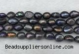 FWP288 15 inches 9mm - 10mm baroque black freshwater pearl strands