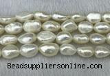 FWP304 15 inches 11mm - 12mm baroque white freshwater pearl strands