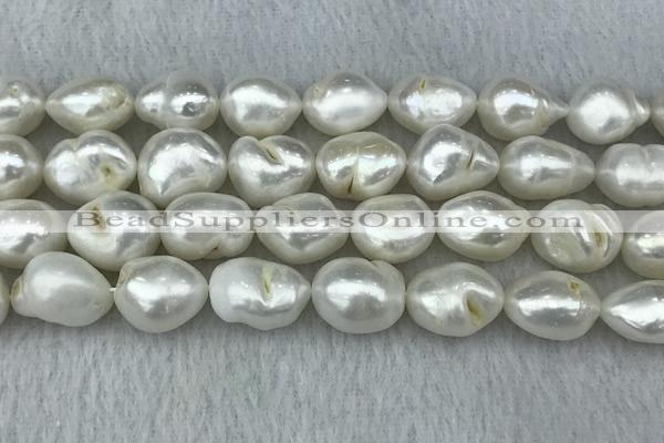 FWP312 15 inches 12mm - 13mm baroque white freshwater pearl strands