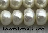 FWP323 15 inches 7mm - 8mm button white freshwater pearl strands