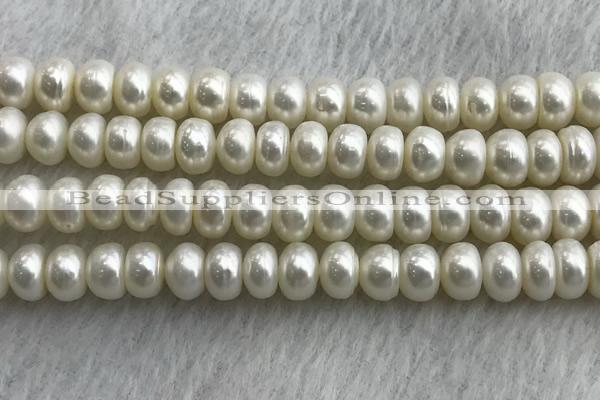 FWP324 15 inches 8mm - 9mm button white freshwater pearl strands