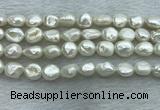 FWP350 15 inches 7mm - 8mm baroque white freshwater pearl strands