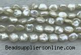 FWP352 15 inches 6mm - 7mm baroque white freshwater pearl strands