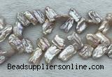 FWP414 Top-drilled 12*16mm - 13*18mm biwa freshwater pearl beads