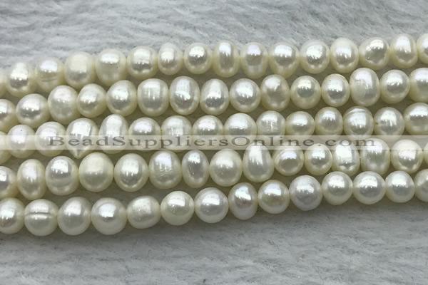 FWP44 14.5 inches 5mm - 5.5mm potato white freshwater pearl strands