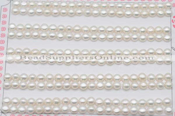 FWP452 half-drilled 4-4.5mm bread freshwater pearl beads