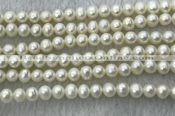 FWP46 14.5 inches 5mm - 6mm potato white freshwater pearl strands