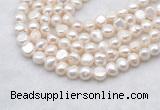 FWP490 14 inches 8mm - 9mm baroque white freshwater pearl strands