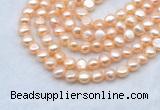 FWP491 14 inches 8mm - 9mm baroque pink freshwater pearl strands