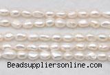 FWP496 14 inches 8mm - 9mm baroque white freshwater pearl strands