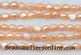 FWP497 14 inches 8mm - 9mm baroque pink freshwater pearl strands