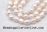 FWP504 14 inches 11mm - 12mm baroque white freshwater pearl strands