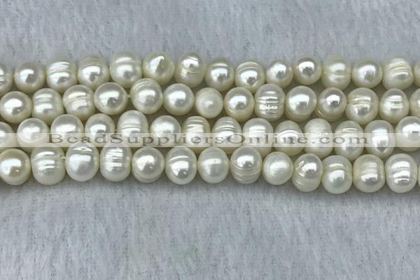 FWP70 15 inches 7mm - 8mm potato white freshwater pearl strands