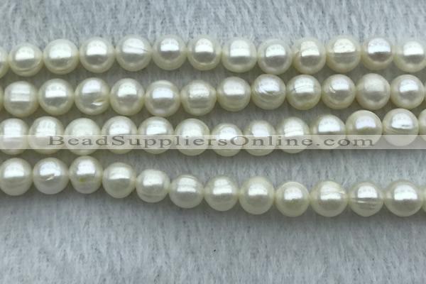 FWP72 15 inches 7mm - 8mm potato white freshwater pearl strands