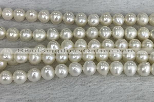 FWP79 15 inches 7mm - 8mm potato white freshwater pearl strands