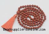 GMN1008 Hand-knotted 8mm, 10mm matte red jasper 108 beads mala necklaces with tassel