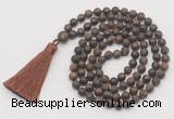 GMN1016 Hand-knotted 8mm, 10mm matte bronzite 108 beads mala necklaces with tassel