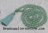 GMN1019 Hand-knotted 8mm, 10mm matte green aventurine 108 beads mala necklaces with tassel