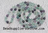 GMN1120 Hand-knotted 8mm, 10mm fluorite 108 beads mala necklaces with charm