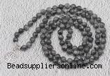 GMN1130 Hand-knotted 8mm, 10mm black labradorite 108 beads mala necklaces with charm