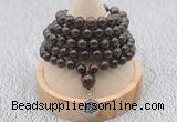 GMN1135 Hand-knotted 8mm, 10mm bronzite 108 beads mala necklaces with charm