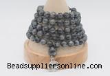 GMN1137 Hand-knotted 8mm, 10mm black labradorite 108 beads mala necklaces with charm