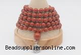 GMN1160 Hand-knotted 8mm, 10mm red jasper 108 beads mala necklaces with charm