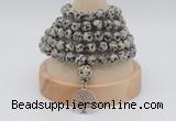 GMN1163 Hand-knotted 8mm, 10mm dalmatian jasper 108 beads mala necklaces with charm